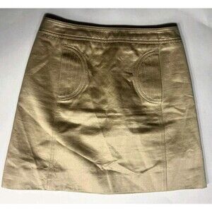 CELINE Skirt Designer French Mini Size 36 Small Waist 28 Gold Pockets Logo N34